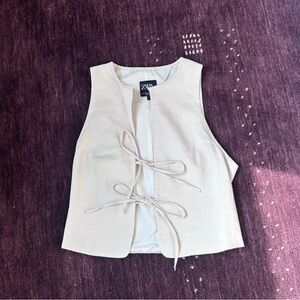 Zara Cream Tie-Front Top